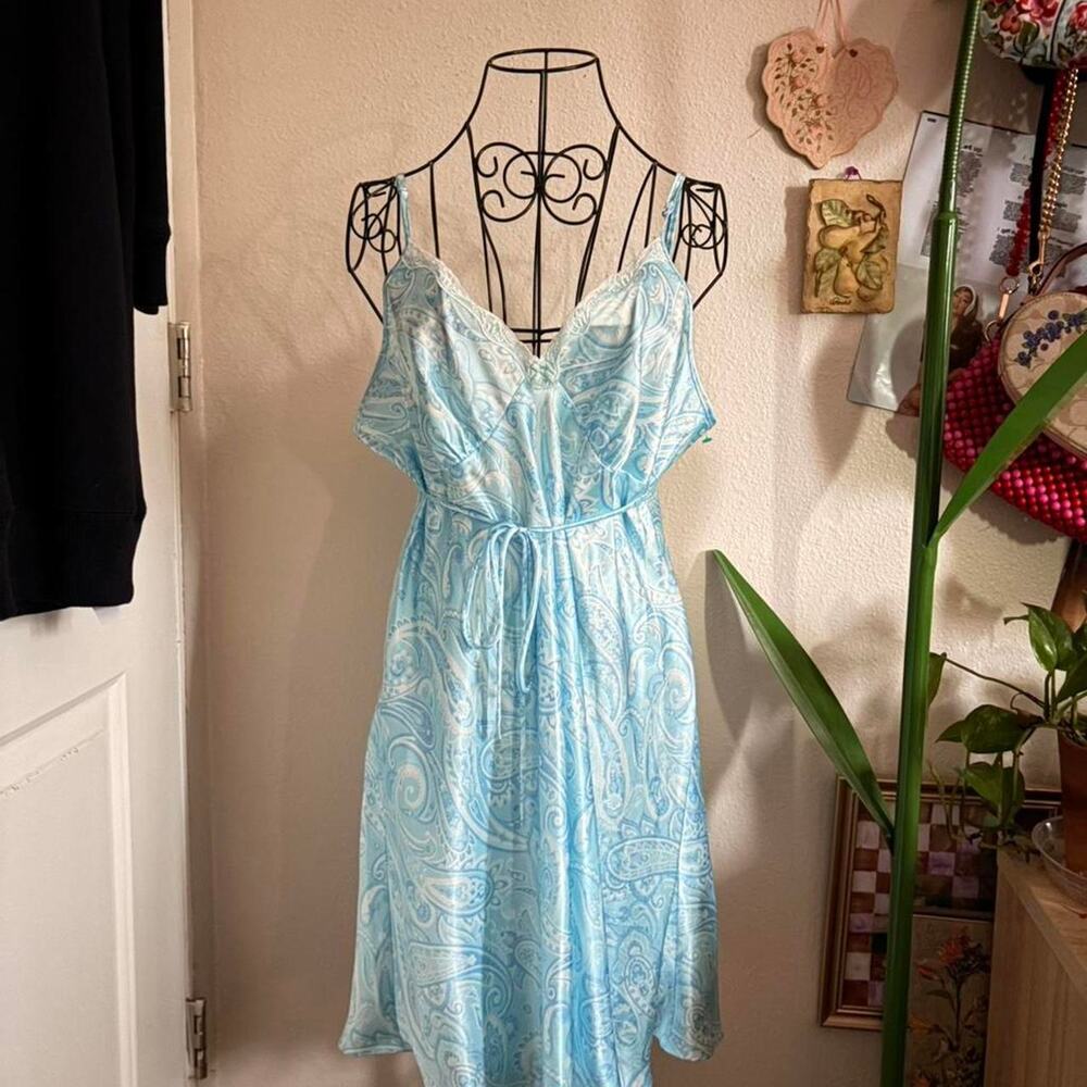 Adonna Paisley Tie Mini Slip Dress XL